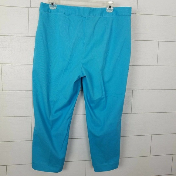 J. Jill Pants Capri Turquoise Blue 12 Slim Stretch Cotton Flat Front Crop 717228 - Picture 5 of 11